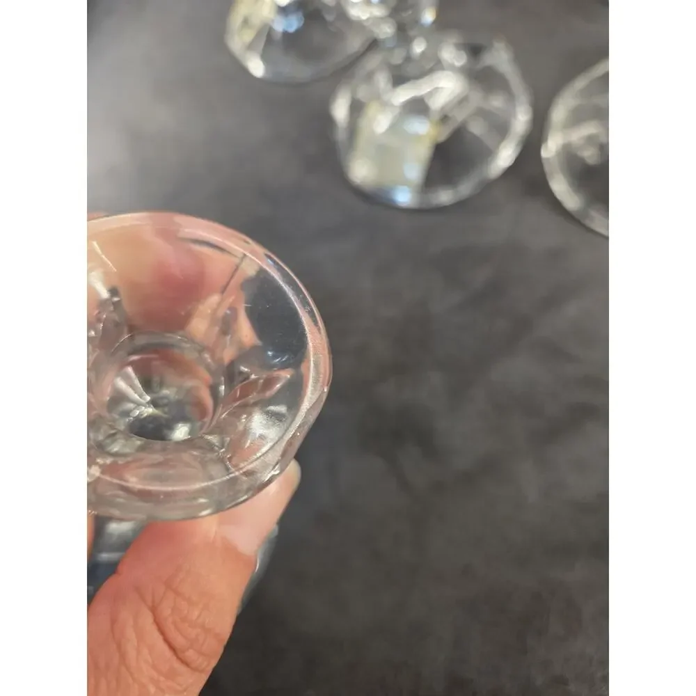 Libbey Crisa Glass Candlestick Holders Lot of 12 Aquamarine Blue Clear Taper